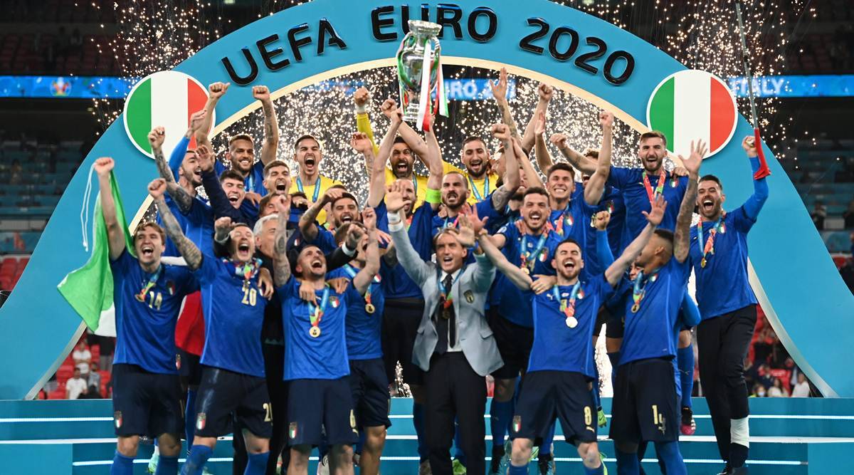 Italian winner of 2020 European Cup in Wembley Stadium building